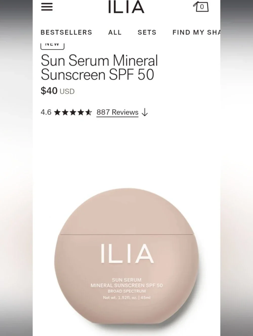 ILIA Medium Deep Sunscreen SPF 50 Brand New